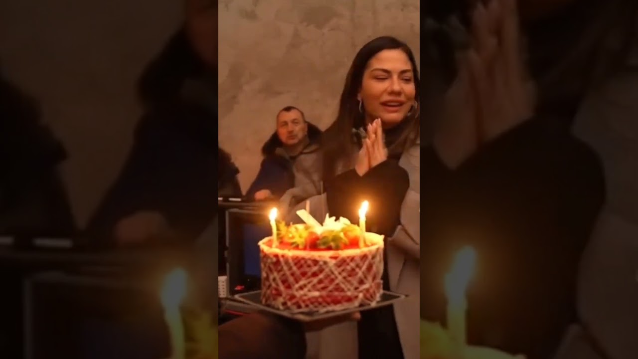Demet &Ouml;zdemir's birthday celebrations on set.