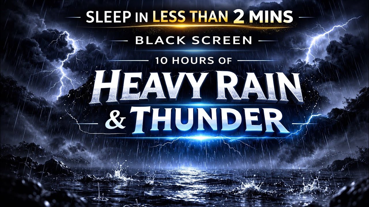 Heavy Forest Rain and Thunder for Deep Sleep | Cozy Cabin Night Ambience | Healing | Black Screen