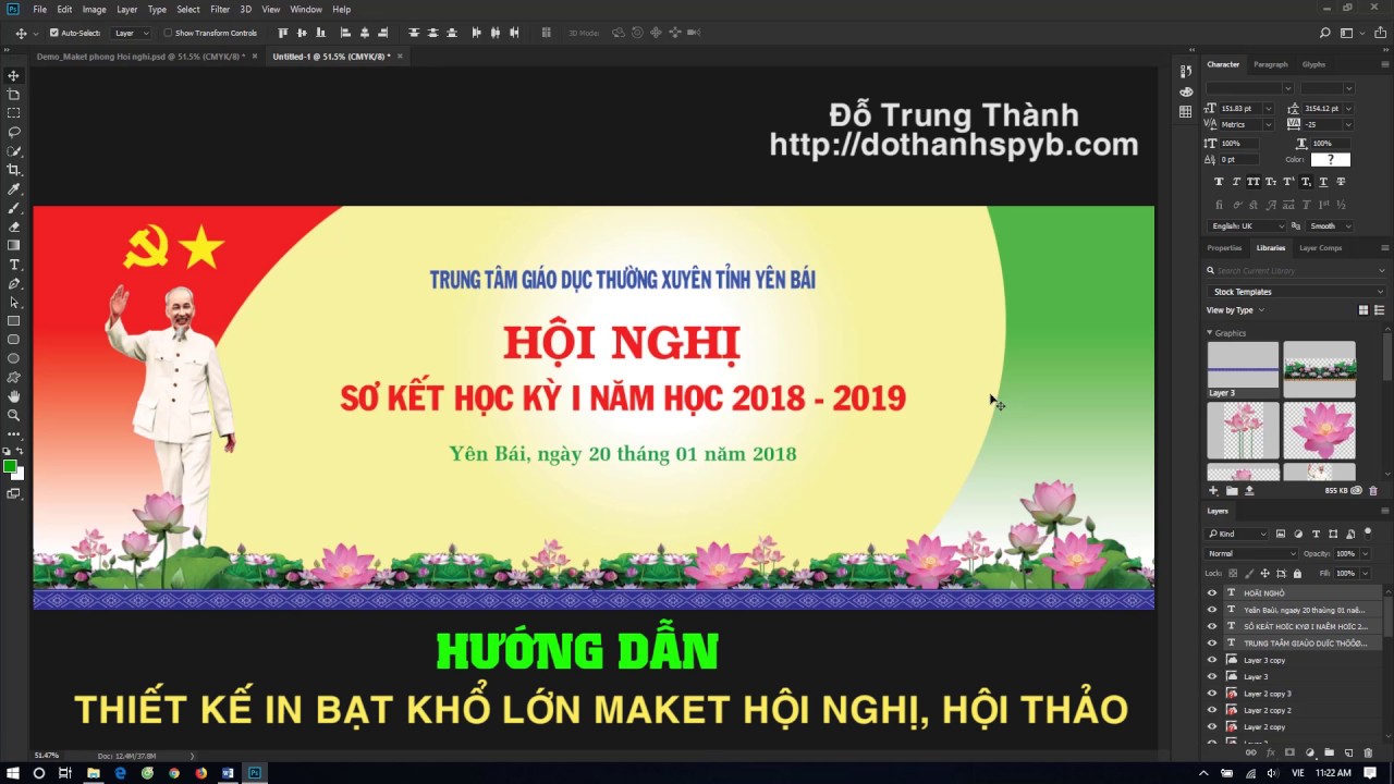 Hướng dẫn Thiết kế in bạt khổ lớn Maket Hội nghị Hội thảo với Adobe Photoshop