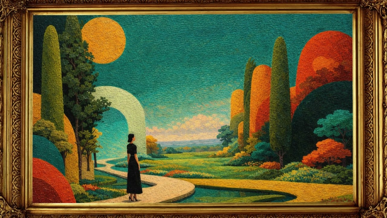A Walk Through Painted Worlds”🎨The Silent Garden Path🌾.4K Framed  Art TV.