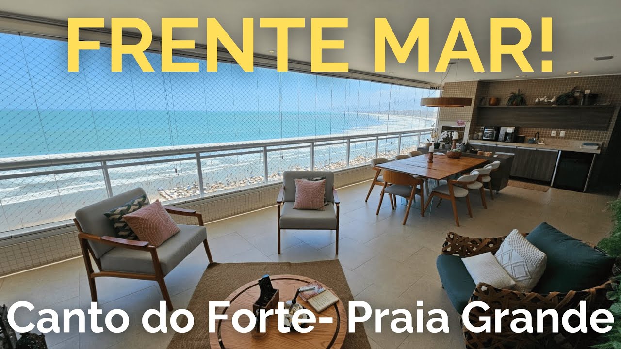 APARTAMENTO FRENTE MAR NO CANTO DO FORTE | 250m² | 4 SUÍTES | VISTA CINEMATOGRÁFICA DE PRAIA GRANDE!