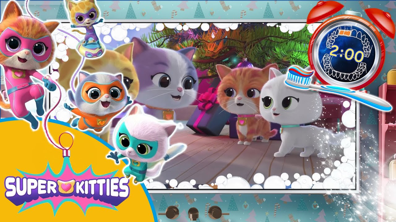Super kitties Christmas 2 Minute Magic Bubble Toothbrush timer with Music