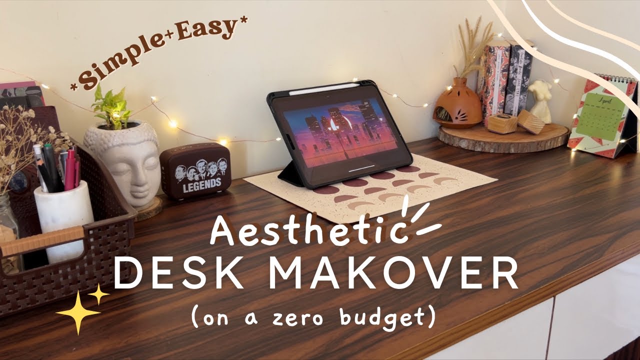 DIY AESTHETIC DESK MAKEOVER🌷Study Table Decor on a *Zero Budget*🍂✨