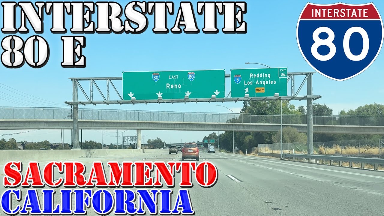 I-80 East - Sacramento - California - 4K Highway Drive