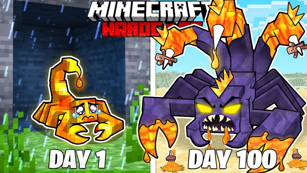 I Survived 100 Days as a LAVA SCORPION in HARDCORE Minecraft