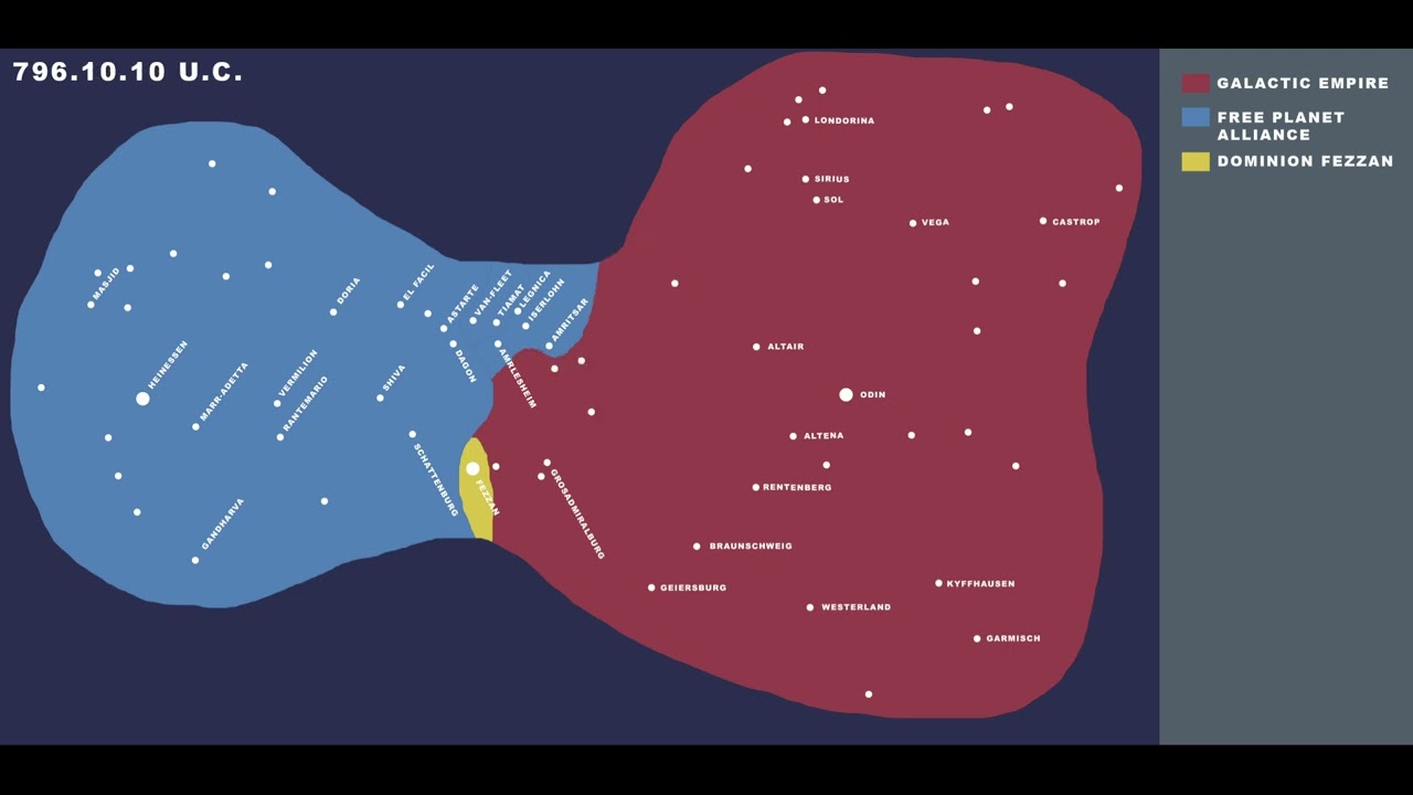 Ginga Eiyuu Densetsu (Legend of the Galactic Heroes) map timeline