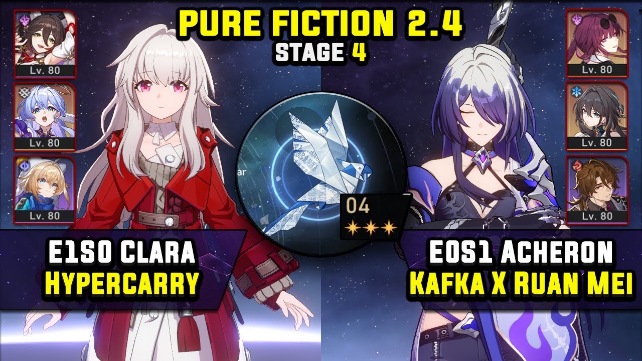 E1 Clara Hypercarry & E0 Acheron Kafka Team (3 Stars) Pure Fiction 4 Honkai Star Rail 2.4