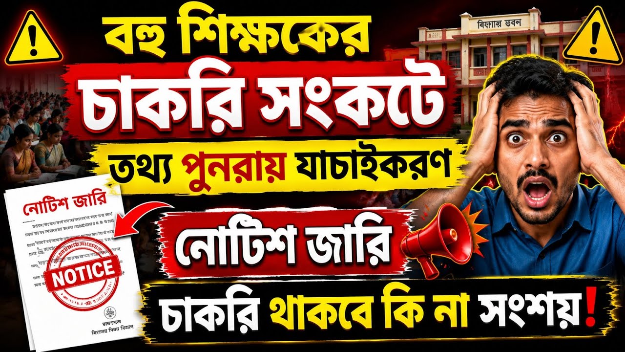 বহু শিক্ষকের চাকরি সংকটে, লিস্ট প্রকাশ। তথ্য যাচাইকরনের নোটিশ জারি| Teachers document verification