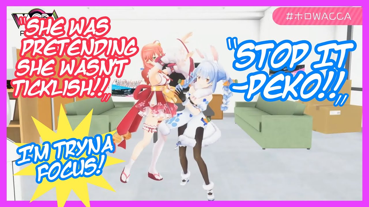 Miko Discovers that Pekora is Ticklish while Playing Arcade Games (WACCA) {3D} [ENG]