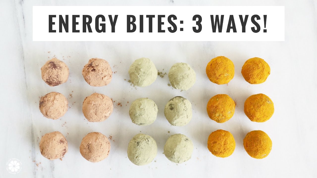 Energy Bites 3 Ways! Matcha Hemp, Turmeric Ginger, Cashew Cacao | Gluten-Free, Vegan, Easy Recipe