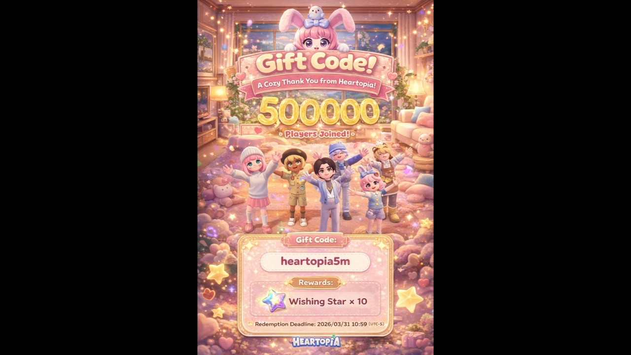 ANOTHER GIFT CODE FOR 5,000,000 PLAYERS JOINED IN HEARTOPIA🎉🎊🥳 