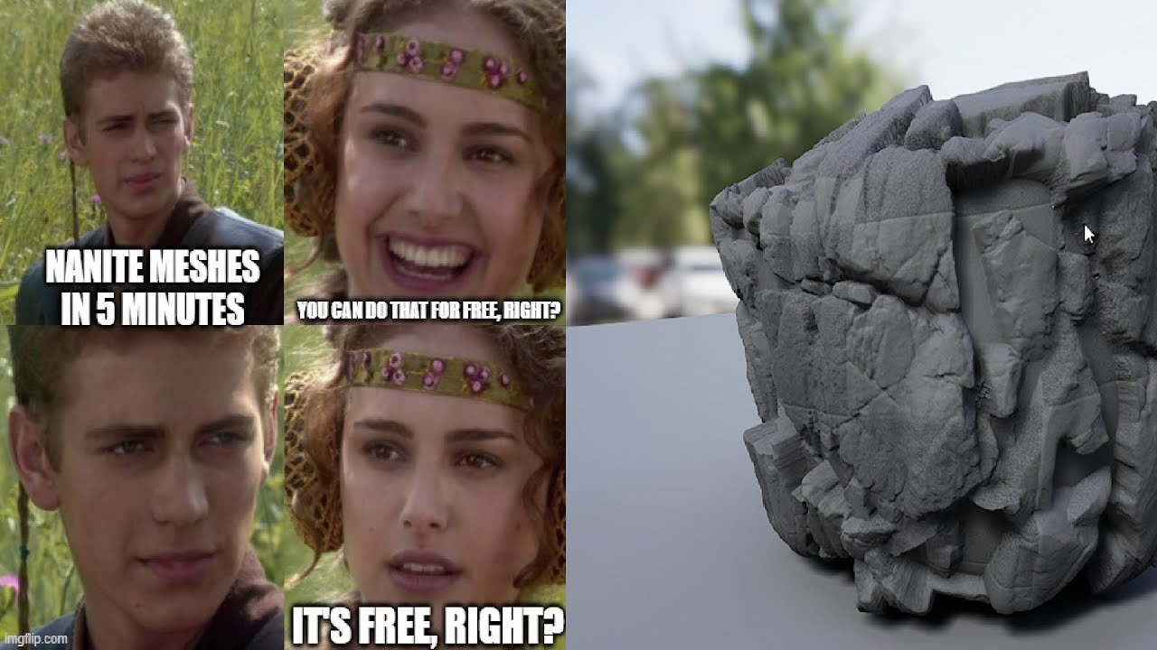 How to make Nanite Meshes with Quixel Mixer and Blender