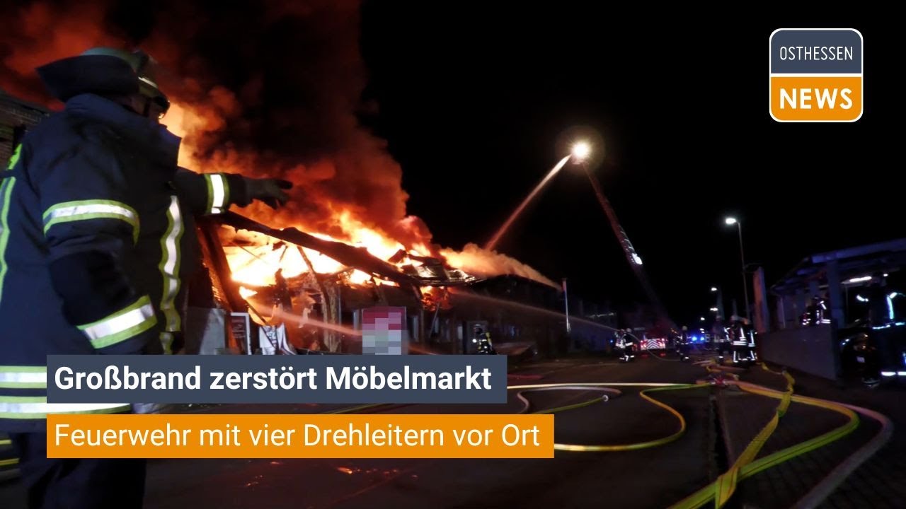 Bad Hersfeld: Großbrand zerstört Möbelmarkt