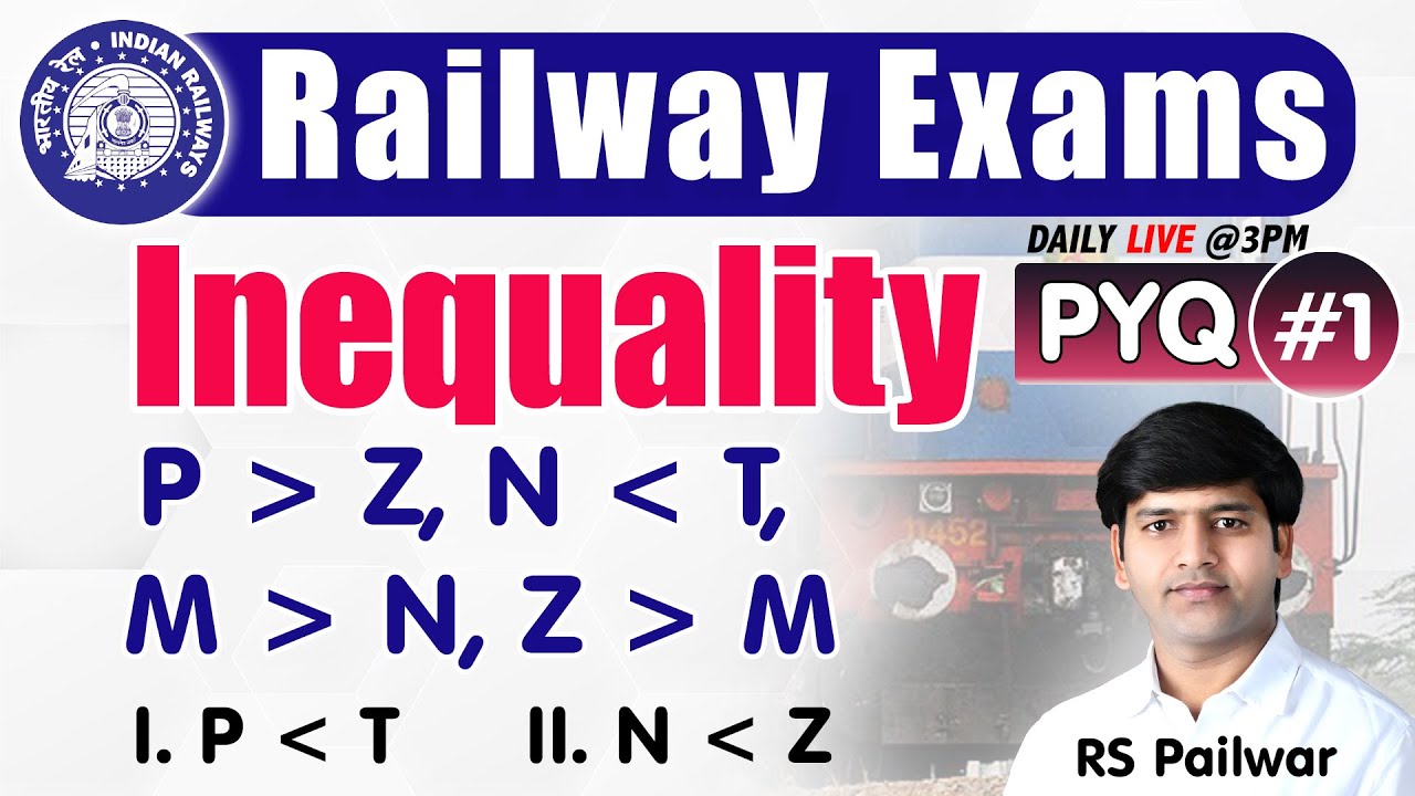 Railway Reasoning | Ntpc Reasoning | Reasoning Inequality | Reasoning Rs Pailwar Sir | #reasoning