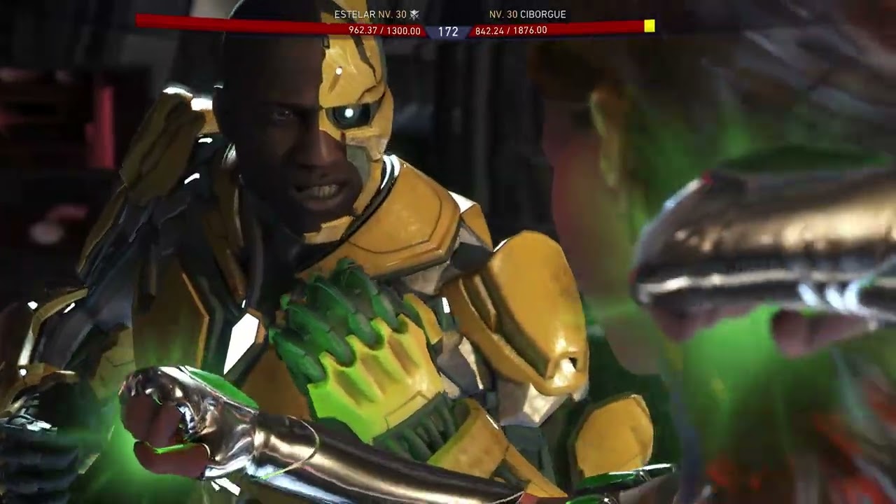 Starfire Princes Tamaram vs Cyborg Injustice 2 hard level