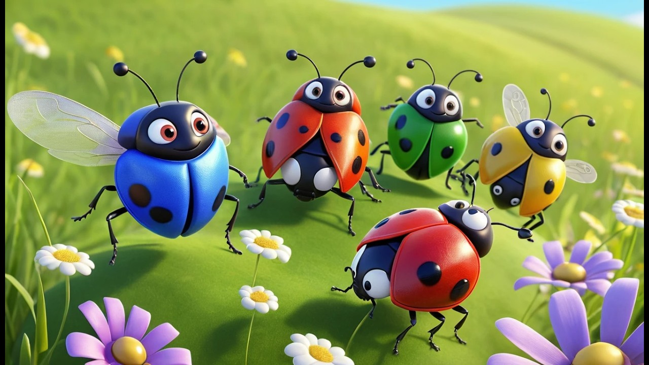 Fünf kleine Marienkäfer fliegen, fliegen, fliegen | Süßes Frühlingslied & Zählen lernen