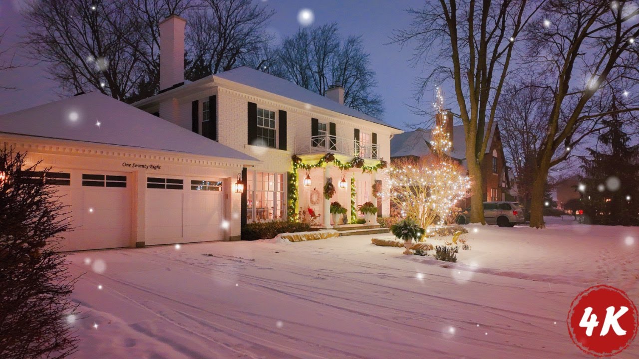 Tranquil Snowy Walk in a Canadian Neighborhood | Winter Wonderland Footstep Sounds | White Christmas