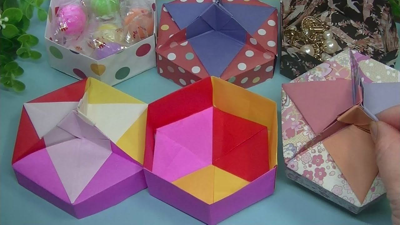 折り紙・箱と蓋・各3枚と糊を使います・Origami  gift  box・Mr coin origami channel１５