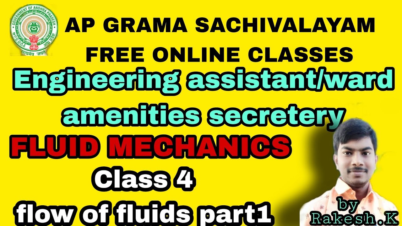 APgramasachivalayam enginnering assistant fluid mechanics class4 flow of fluids part1