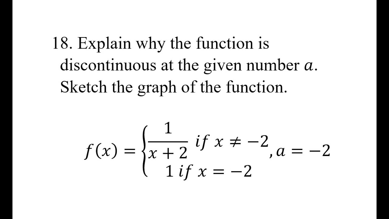 18. Explain why the function is discontinuous at the given number a. Sketch the graph of the