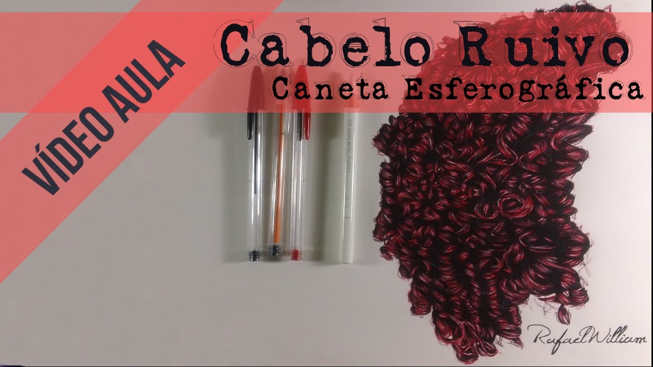 Como Desenhar Cabelo Cacheado Ruivo Com Caneta Esferográfica | Comentado