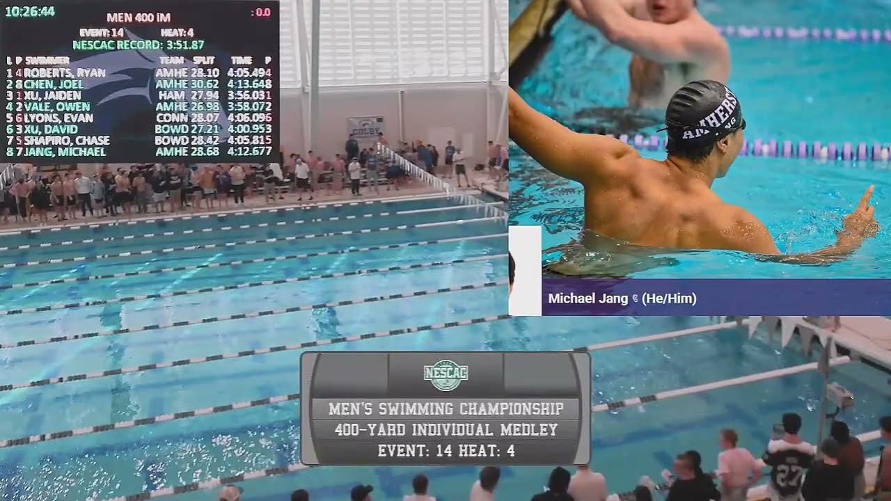 AMHERST MEN'S SWIMMING AT NESCAC CHAMPIONSHIPS 2026 DAY 3 PRELIMS AND FINALS