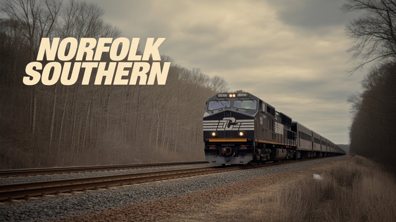 Heavy Freight Train Passing Through Bare Trees