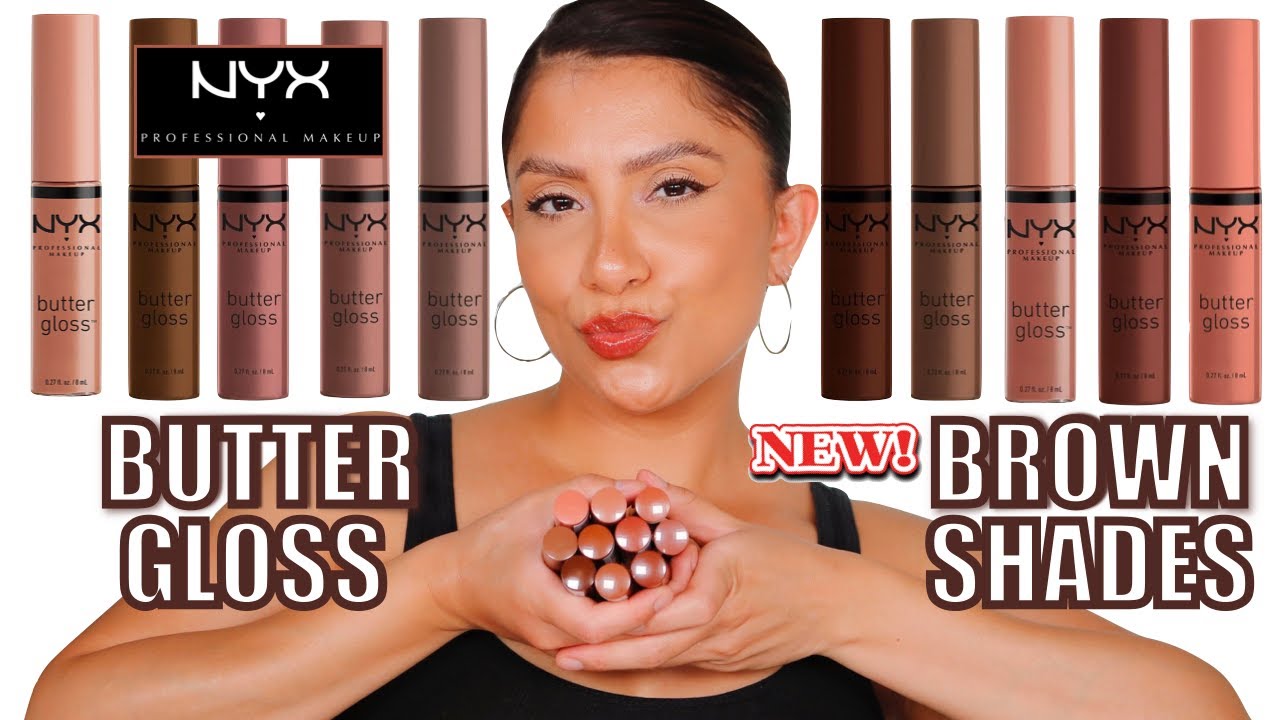 NYX BUTTER GLOSS *NEW* BROWN SHADES + NATURAL LIGHTING LIP SWATCHES | MagdalineJanet
