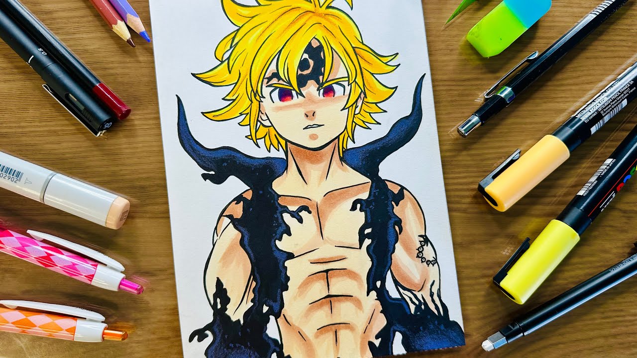 24 Minutos para Desenhar o MELIODAS - Como Desenhar o MELIODAS ⚠