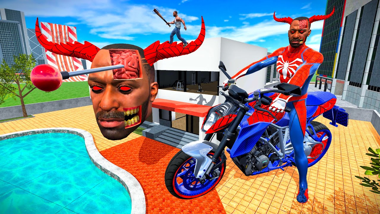 Devil Spiderman Stole Franklin Bike - INDIAN BIKES DRIVING 3D