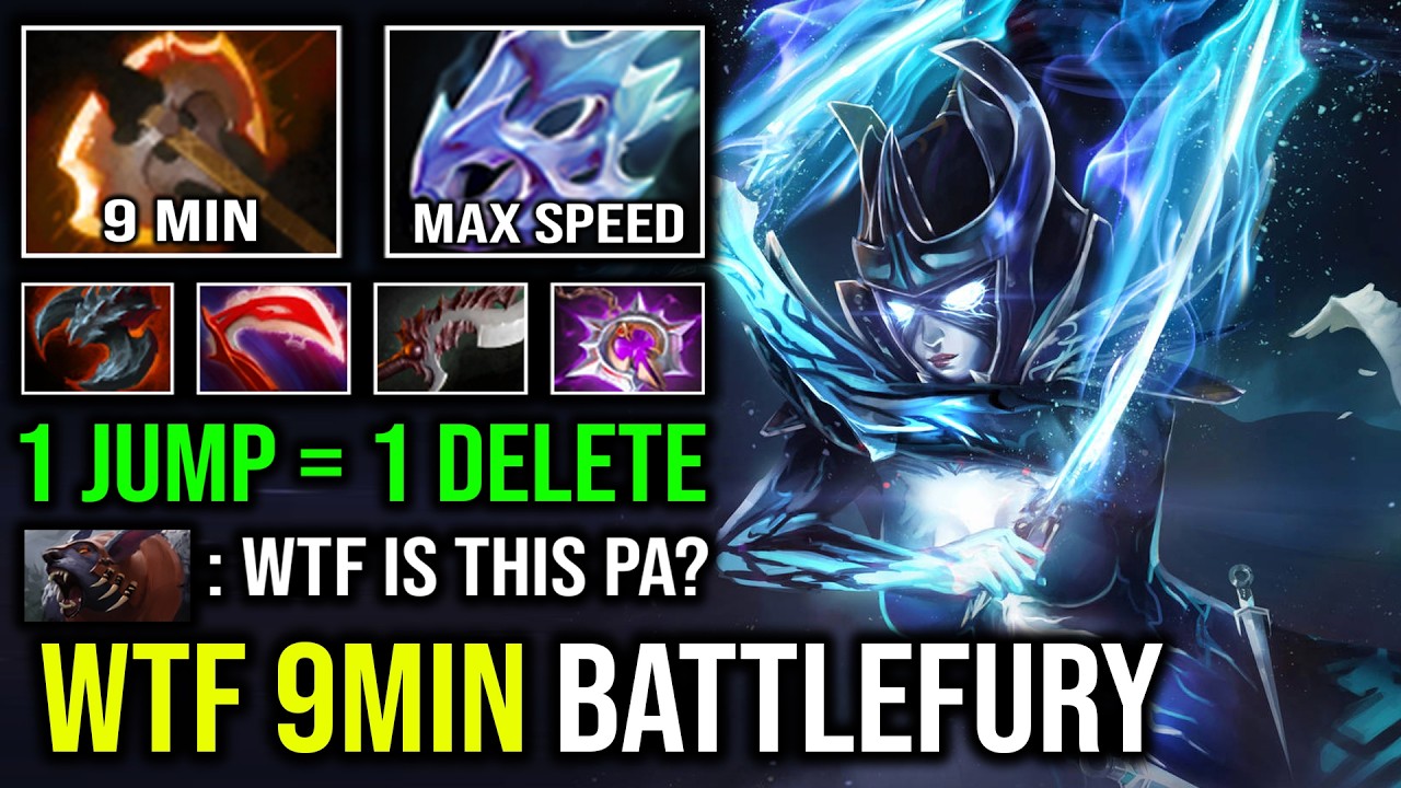 WTF 9MIN BATTLEFURY 1 Jump = 1 Delete Unlimited Crit Rate Max Attack Speed Phantom Assassin Dota 2