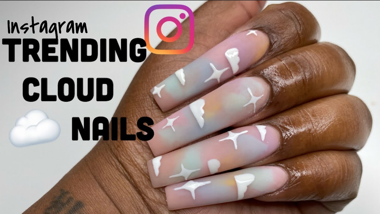 WATCH ME WORK | Pastel Clouds Nails | Instagram Trending | Tapered Square