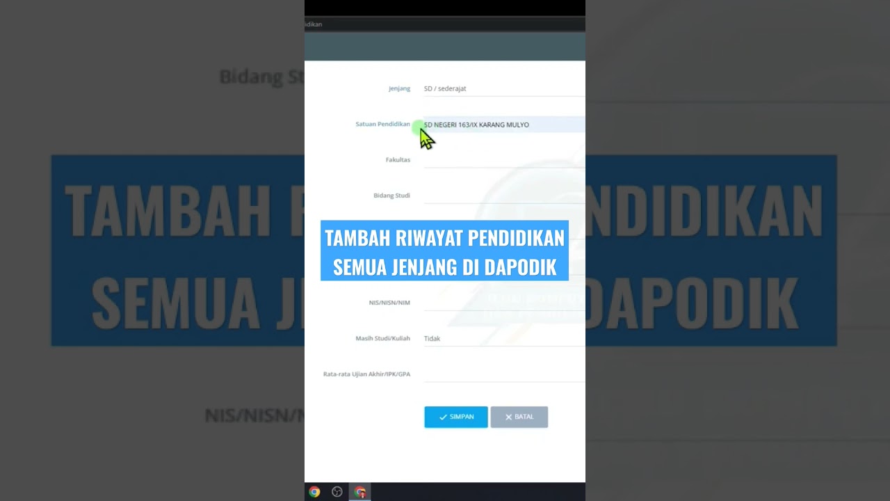 TAMBAH RIWAYAT PENDIDIKAN SEMUA JENJANG