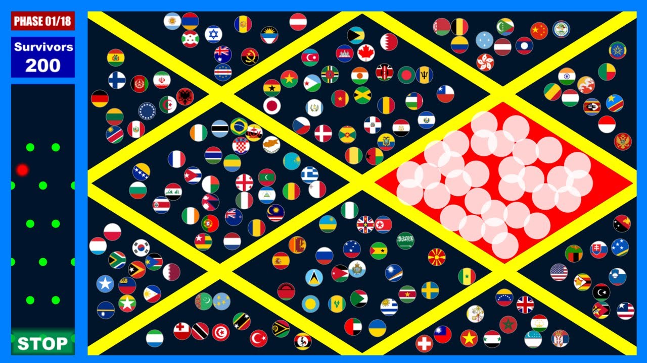 Area Selection 2 ~200 countries marble race #4~ in Algodoo | Marble Factory