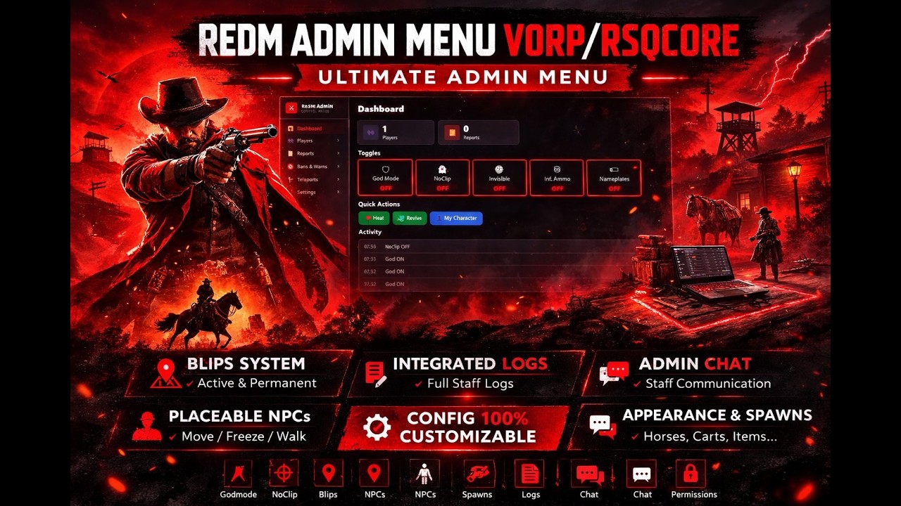 RedM Admin Menu VORP/RSQCore | Ultimate Admin Menu