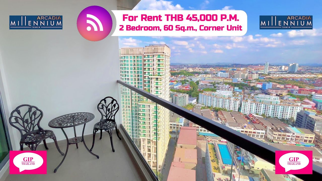 Arcadia Millennium Tower, Pattaya, Thailand, THB 40,000 P.M., 2 Bedroom PRICE REDUCED