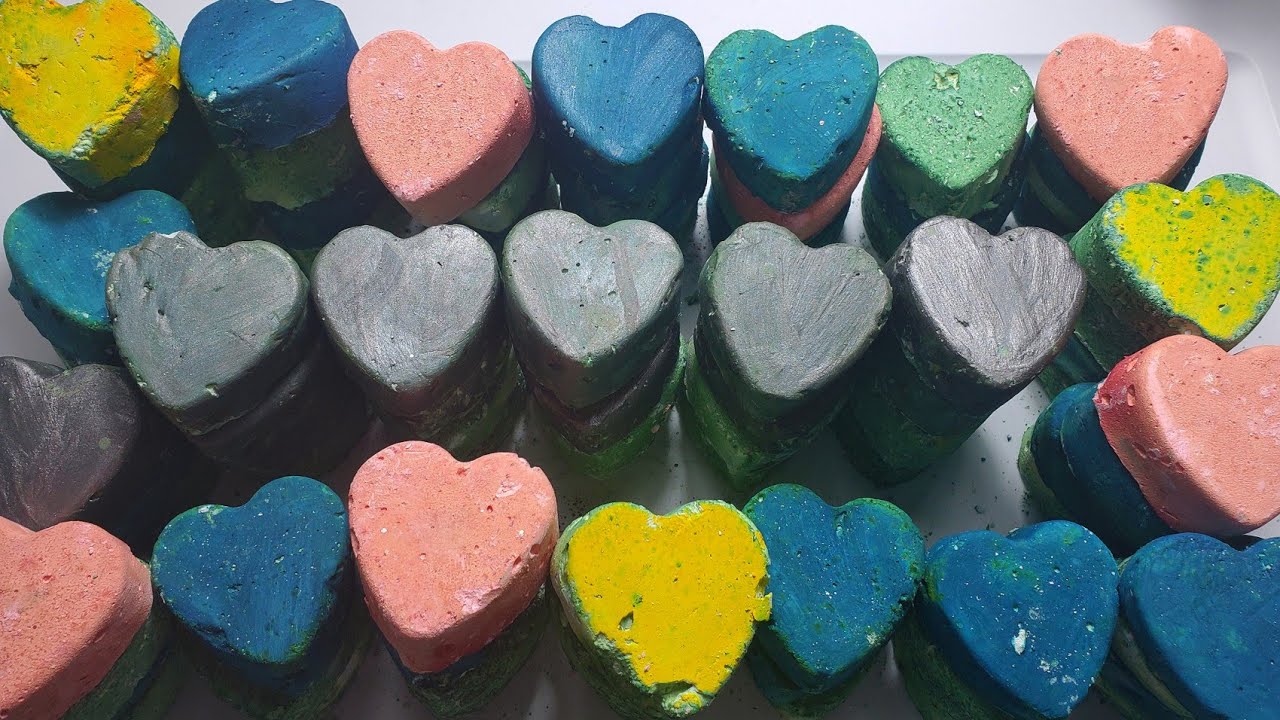 90 COLORFUL HEARTS-GYM CHALK CRUMBLE-ASMR