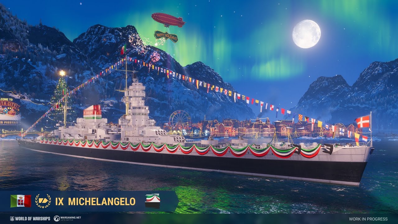 World of Warships Blitz T9 Italian Premium Cruiser  Michelangelo Ranked Match