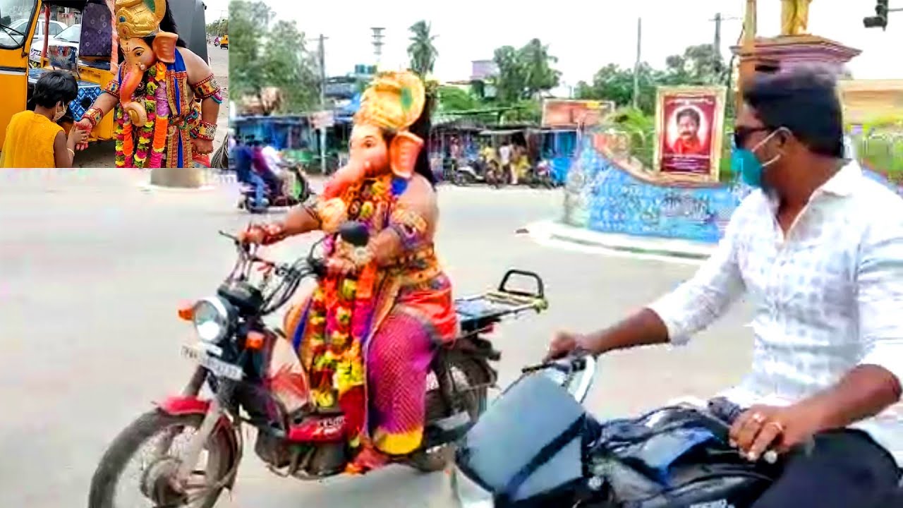 Real Ganesha Roaming on Bike at Bandar Town | Daily Culture