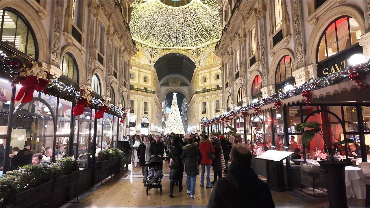 Milan Italy Christmas Walking Tour  | December 4K Virtual Walking Tour Around Milano