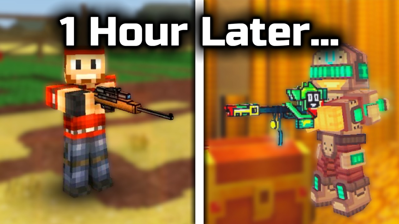 How Many LEVELS Can I Get in 1 Hour..? (Pixel Gun 3D)