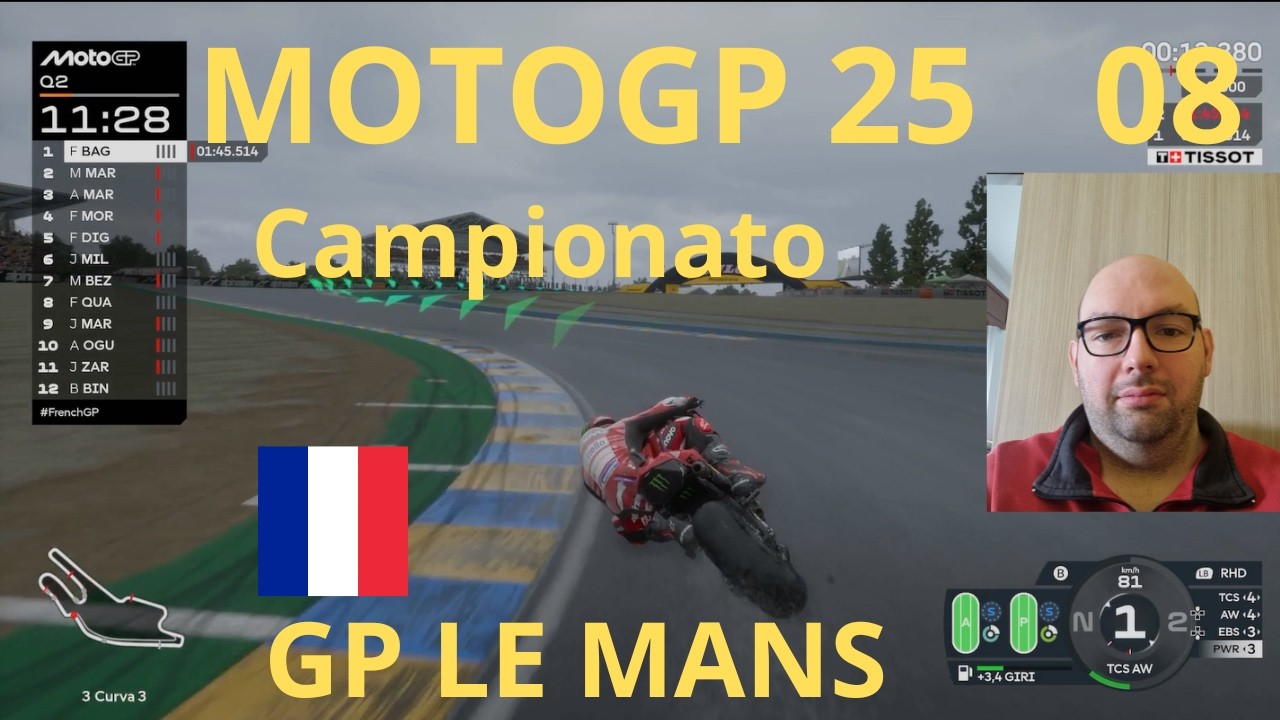 motogp 25  xbox serie x campionato gara 08 Le Mans Francia. Pioggia, freddo e fortuna