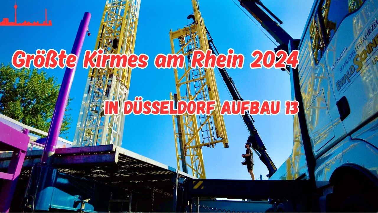 Größte Kirmes am Rhein 2024 in Düsseldorf Aufbau 13. 4K🌞