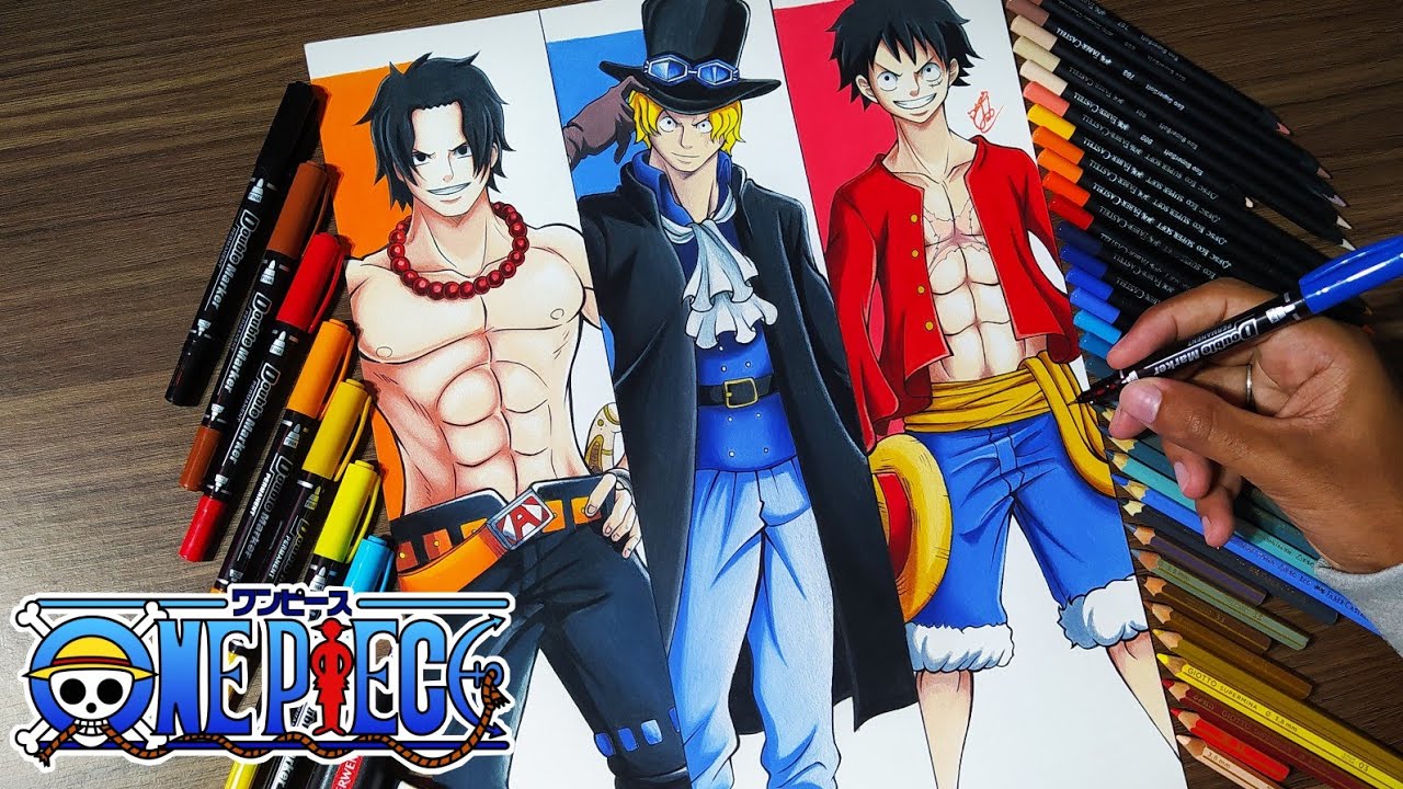 Speed Drawing Ace Sabo And Luffy [ One Piece ]