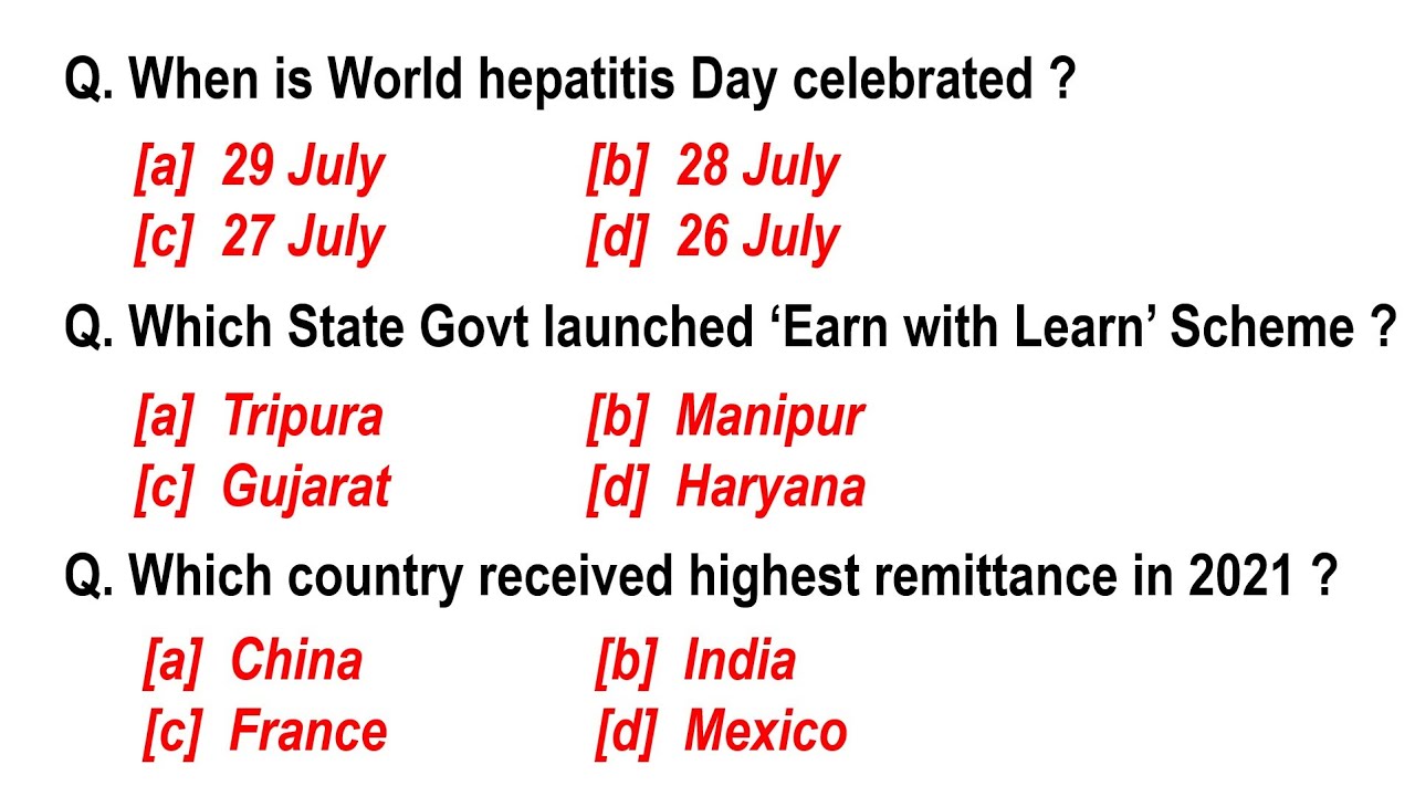 July Monthly Current Affairs 2022 | Top 100 Current Affairs | Important MCQs