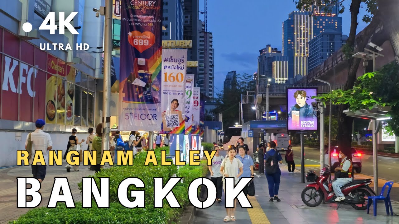 [4K UHD] Walking in Downtown Bangkok | Rangnam Alley for Street Food and Park Walk
