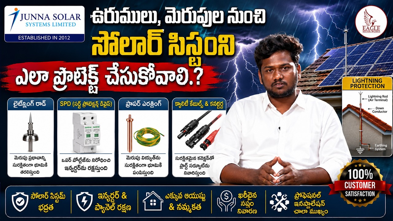 ఉరుములు, మెరుపుల నుంచి సోలార్ సిస్టంని ఎలా ప్రొటెక్ట్ చేసుకోవాలి.? | Eagle Media Works