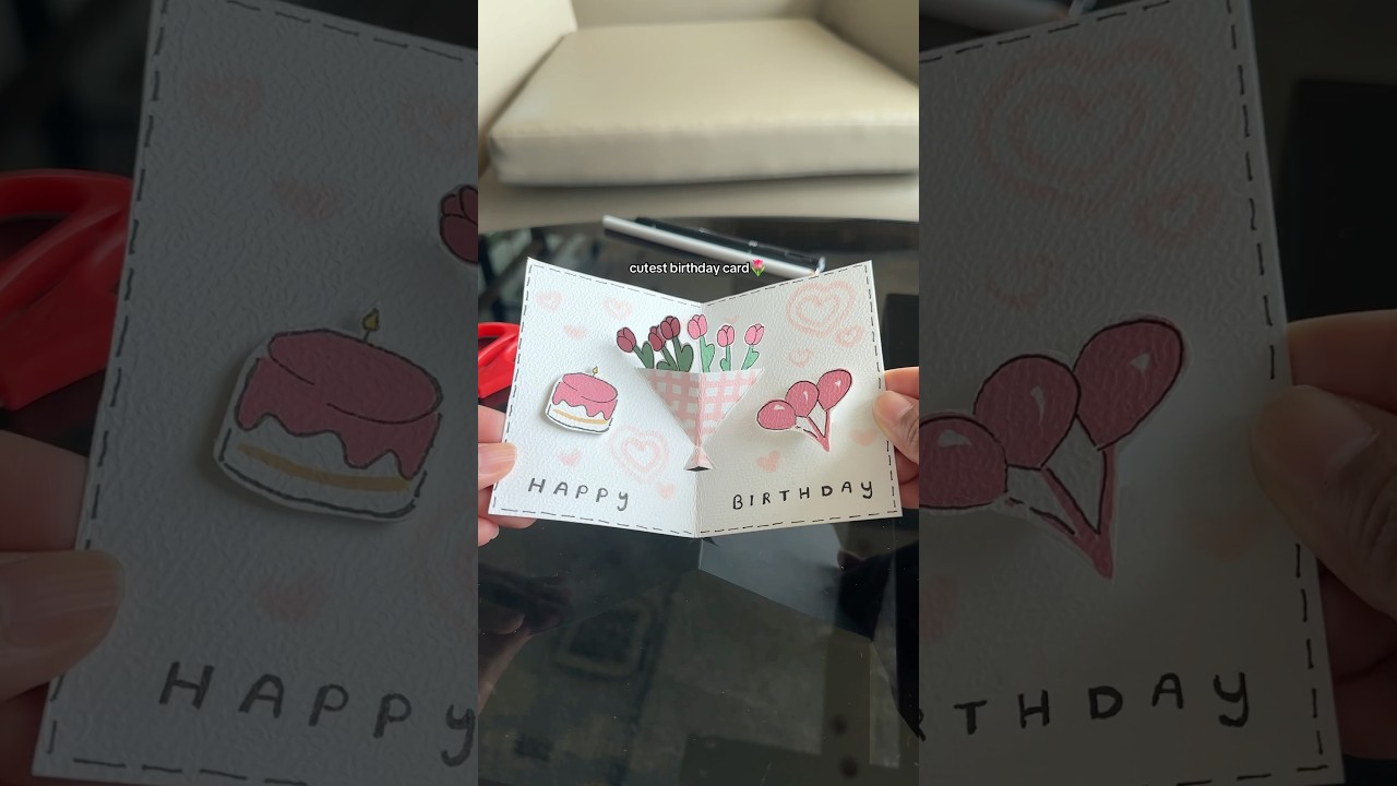 diy BIRTHDAY gift card🌷 #diy #giftidea #handmadegift #birthdaycard #craft #popupcard