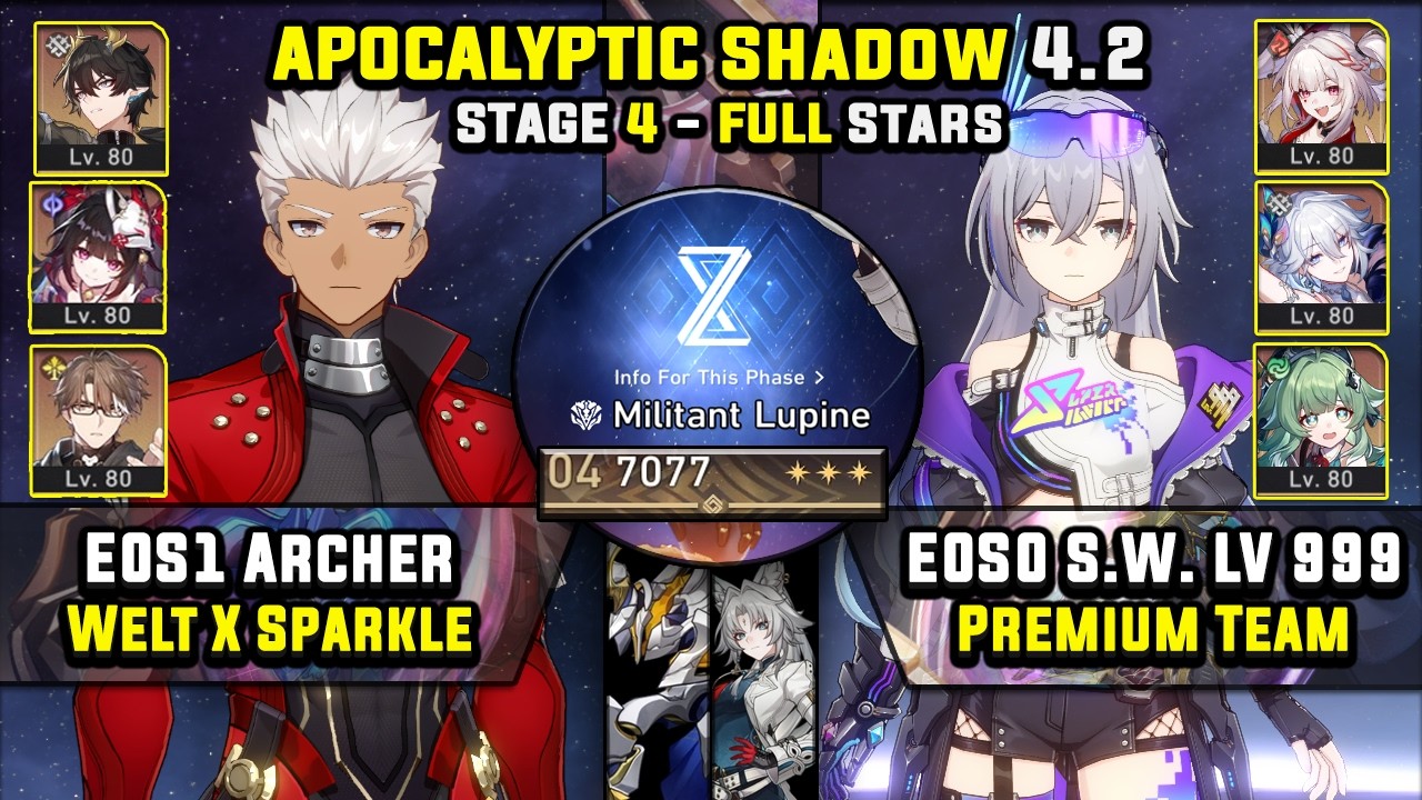 E0 Archer Carry & E0 Silver Wolf LV 999 Team (3 Stars) Apocalyptic Shadow 4 Honkai Star Rail 4.2