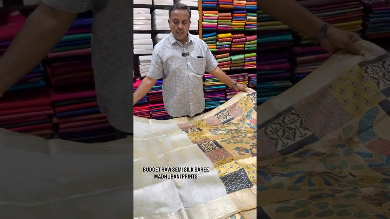 Budget Raw Semi Silk Saree with Madhubani Prints #srikumaransilkssalem
